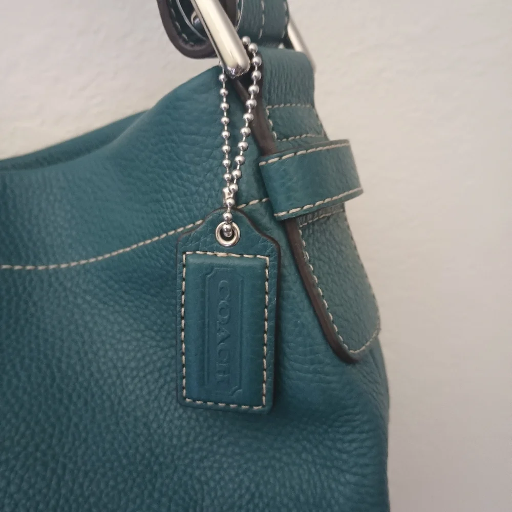 Coach Leather Duffle Shoulder Bag Teal - Picture 3 of 5